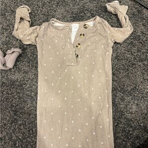 Lou Lou and company Long Sleeve Button-Up Baby Onesie